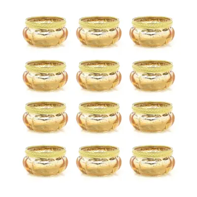 Pack Of Gold Mottled Effect Round Glass Tea Light Votive Candle Holder