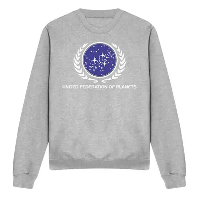 (L, Sport Heather) Star Trek Unisex Adult United Federation Logo Sweatshirt