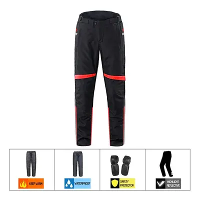 (Red Black Pants, M) Motorcycle Men's Jacket Waterproof Moto Protection Motocross Jacket With Li