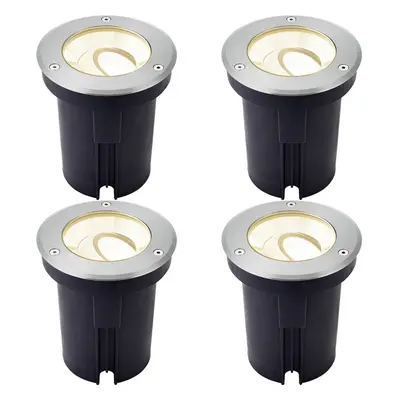 4 PACK Stainless Steel IP67 Ground Light - 13W Warm White LED - Tilting Head