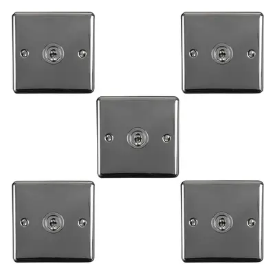 5 PACK Gang Single Retro Toggle Light Switch BLACK NICKEL 10A Way Plate