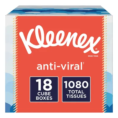 Kleenex Anti-Viral Facial Tissues Cube Boxes Tissues per Box (