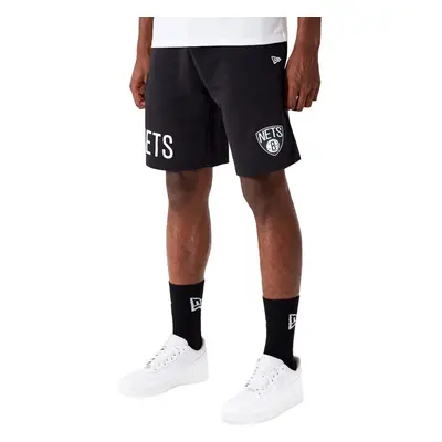 (XL, Black) New Era Brooklyn Nets Wordmark Oversized Jogger Sweatshorts Bottoms - Black