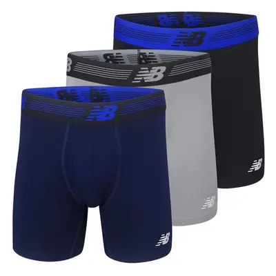 New Balance Mens Boxer Brief Fly Front with Pouch, 3-Pack, BlackSteelPigment, X-Large