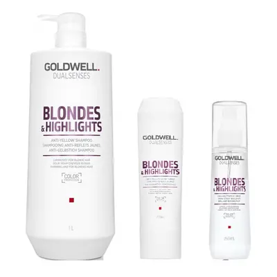 Goldwell Dualsenses Blondes & Highlights A-Y Shampoo 1000ml, Conditioner 200ml and Serum Spray 1