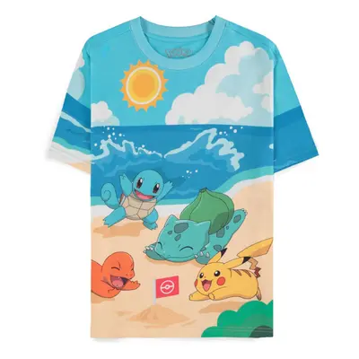 (XS, Blue) Pokemon Beach Day Womens T Shirt