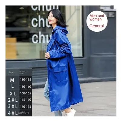 (D, 2XL(height 165-170cm) Oxford Raincoat Long Adult One Piece Outdoor Backpack Thickened Rainco