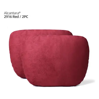 (Alcantara Red 2pcs) Alcantara Soft Car Headrest Neck Pillow Cushion Auto Accessories Universal