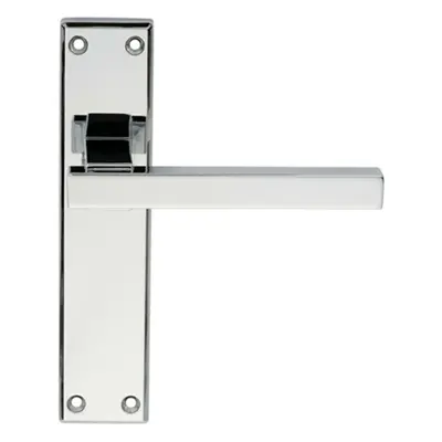 PAIR Straight Square Handle on Latch Backplate x 40mm Polished Chrome