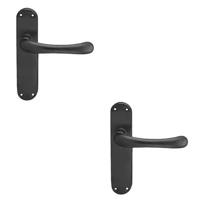 2x PAIR Smooth Rounded Handle on Shaped Latch Backplate x 42mm Matt Black