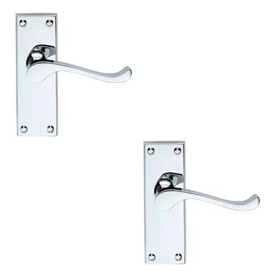 2x PAIR Victorian Scroll Handle on Latch Backplate x 41mm Polished Chrome