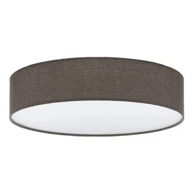 Flush Ceiling Light Colour White Shade Brown White Fabric Linen Bulb E27 3x60W