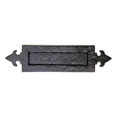 Fleur de Lys Design Letterbox Plate 250mm Fixing Centres Black Antique Finish