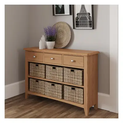 (Brown - 3+6 Drawer) Sideboard 2/3 Drawer 4/6 Woven Wicker Baskets Fully Assembled