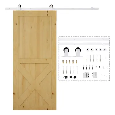 HOMCOM 6FT Steel Sliding Barn Door Hardware Track Kit Rail Roller Track System