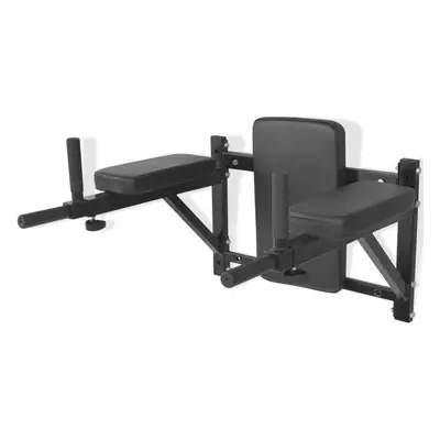 vidaXL Wall-mounted Fitness Dip Station Black Knee & Leg Raise Chin Up Rack