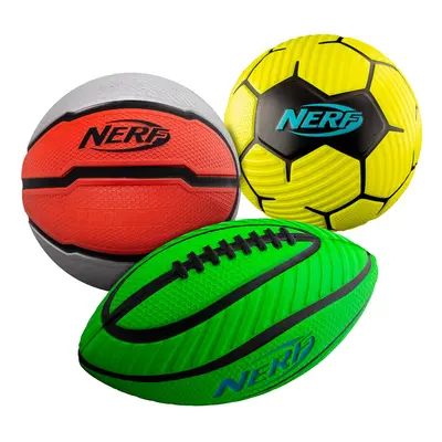 NERF Mini Foam Sports Ball Set - Foam Football, Soccer Ball + Basketball Set - NERF Soft Foam Sp