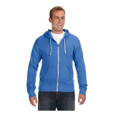 J America Adult Triblend Full-Zip Fleece Hood ROYAL TRIBLEND