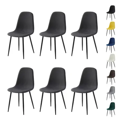 (SET OF 6, DARK GREY) 2/4/6Pcs Fabric Dining Chair with Metal Legs Bella