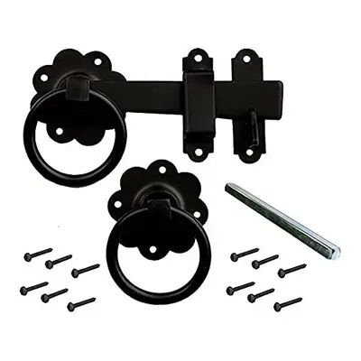 BH01807 Gate Door Latch Smooth Ring 150mm inch Black Japanned