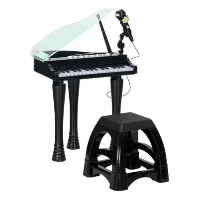 AIYAPLAY Keys Kids Piano Keyboard with Stool, Lights, Microphone, Black