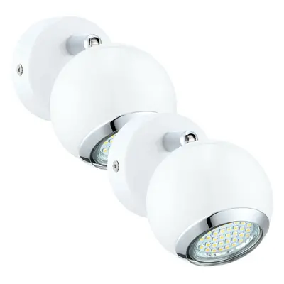 2 PACK Wall Spot Light Round ous Colour White Chrome Shade GU10 1x3W Included