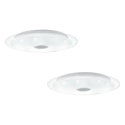 2 PACK Wall Flush Ceiling Light White Shade White Chrome Crystal Effect LED 36W