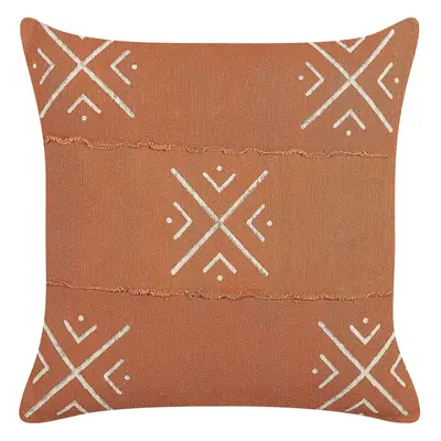 Cotton Cushion Geometric Pattern x cm Orange and White VITIS