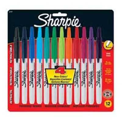 Sanford Ink Corporation SAN32707 Permanent Sharpie Maker- Retractable- 12-ST- Assorted