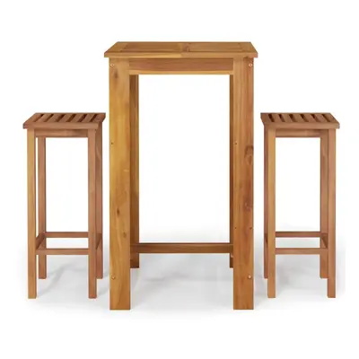 (60 cm table length piece, bar stools with square seat) vidaXL Solid Wood Acacia Garden Dining S