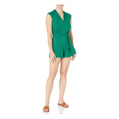 Calvin Klein Women's V-Neck Romper with Self Sash Belt Meadow