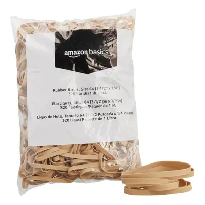 Amazon Basics Rubber Bands Size (3-1/2 x 1/4 Inch) Bands/1 lb Pack 25-Pack Tan