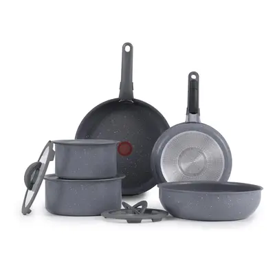 T-fal Ingenio Essentials Cookware Set with Detachable/Removable Handle Piece, Granite Titanium N