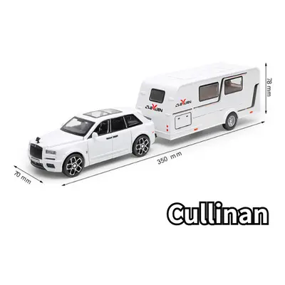 (White Cullinan) 1/32 Trailer RV Truck Toy Model Car Alloy Diecast Off-road Vehicle Camper with 