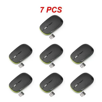 (Style A 7pcs) Ultra-thin Mouse 2.4Ghz Mini Wireless Optical Gaming Mouse Mice& USB Receiver Wir