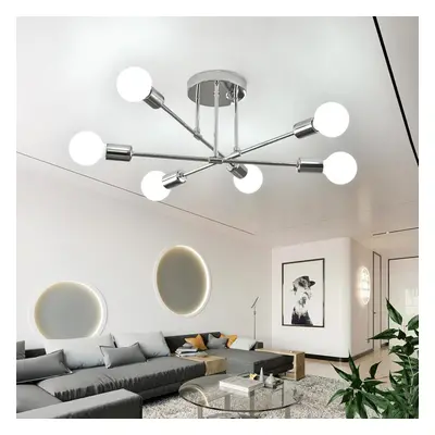 (Chrome) Modern Chandelier Light Fixture, Light Modern Semi Flush Ceiling Light