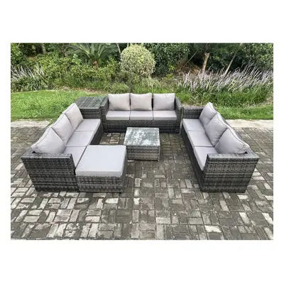 Fimous Outdoor Rattan Garden Furniture Set Seater Patio Lounge Sofa Set with Side Table Square C