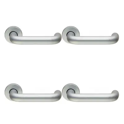 4x PAIR 19mm Round Bar Safety Lever on Round Rose Concealed Fix Satin Aluminium