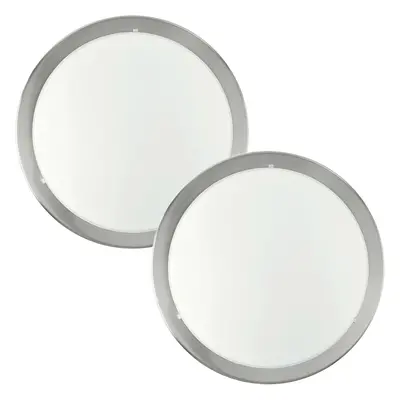 2 PACK Wall Flush Ceiling Light Satin Nickel White Clear Satin Glass E27 1x60W