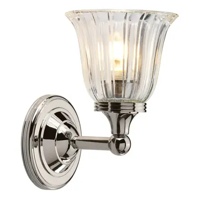 IP44 Wall Light Ridged Glass Tulip Design Cup Polished Nickel LED G9 3.5W