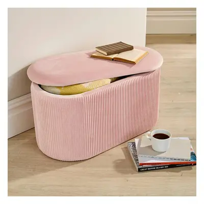 (Pink) Aurora Ottoman Storage Bench Box Seat Footstool