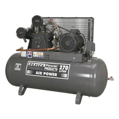 270 Litre Belt Drive Air Compressor - Phase 7.5hp Motor - Triple Cylinder Pump