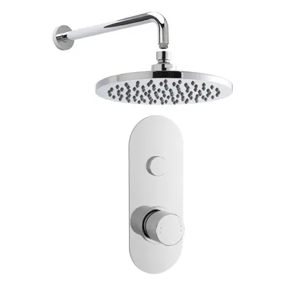 Shower Bundle Concealed Round Push Button Valve, Arm & Head Kit - Chrome Balterley