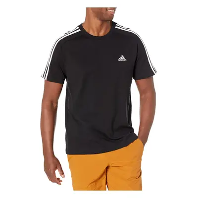 adidas Men's Essentials Single Jersey 3-Stripes T-Shirt Black/White