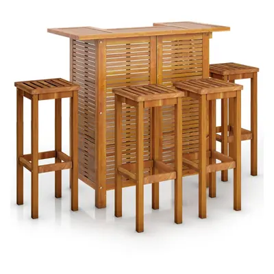 (Bar stools with square seat, piece) vidaXL Solid Wood Acacia Garden Bar Set Bistro Table Multi 