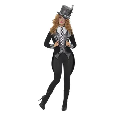 Deluxe Dark Miss Hatter Costume, Black, with Jacket, Waistcoat, Bowtie & Hat