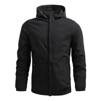 (black, 4XL) Spring Autumn Waterproof Jacket Men Outdoor Sports Climbing Camping Trekking Fishin