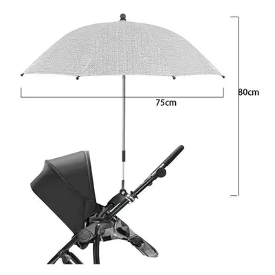 (Gray-75cm) UV Protection Baby Stroller Umbrella With Clamp Universal Sunscree Rainproof Strolle