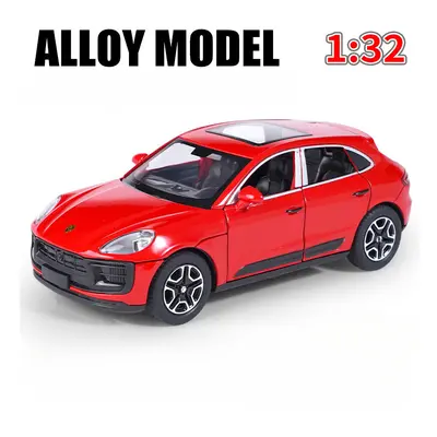 (Red) 1/32 Macan T SUV Car Model Zinc Alloy Diecast Simulation Toy with Sound Light Pull Back Co