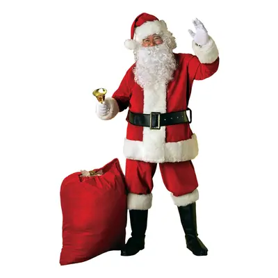 Rubie's Men's 8-Piece Deluxe Velvet Santa Suit with Wig and Beard Red